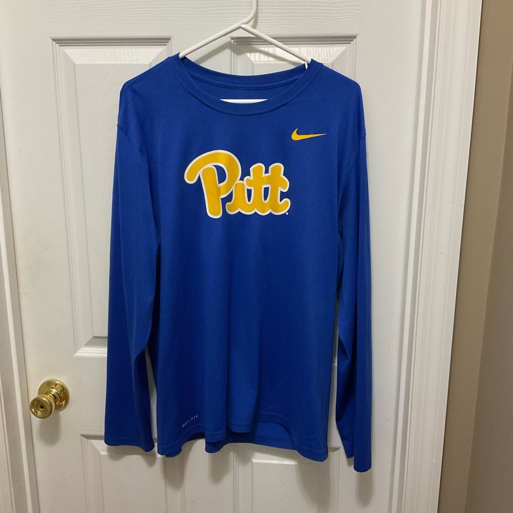 Nike Pitt Panthers Dri-FIT Long Sleeve Shirt Blue Yellow Mens XL